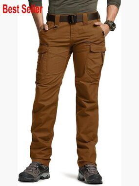 Flex Stretch Tactical Pants, Water Resistant Ripstop Cargo Work Pants